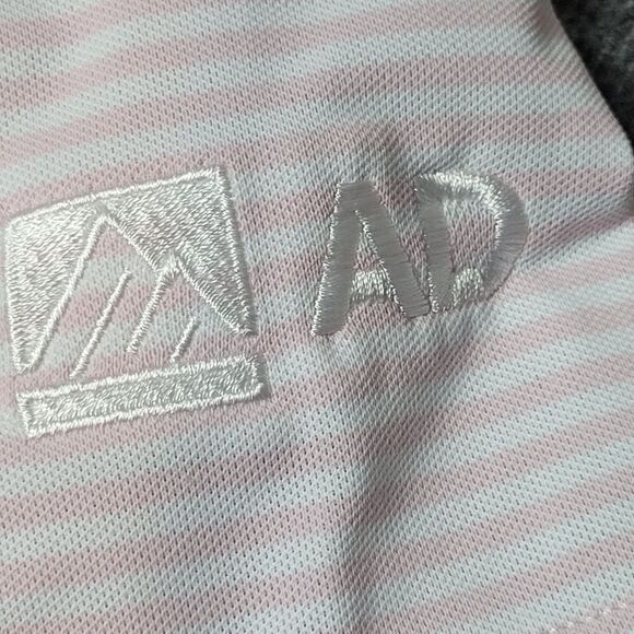 G/FORE Feeder Stripe Modern Spread Tech Pique Polo Mens XL Blush Pink - Picture 8 of 13